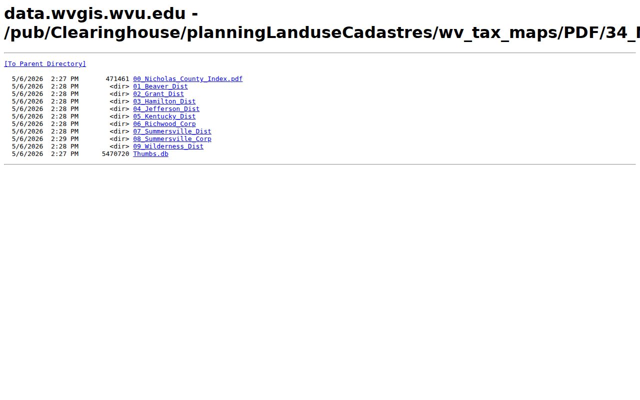 Nicholas County parcel maps in the state-hosted county tax-map directory