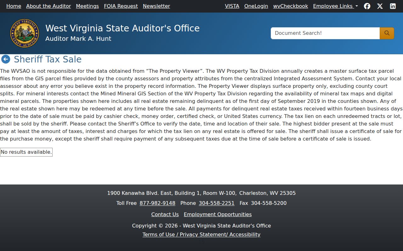 Nicholas County property tax sale warning and redemption instructions
